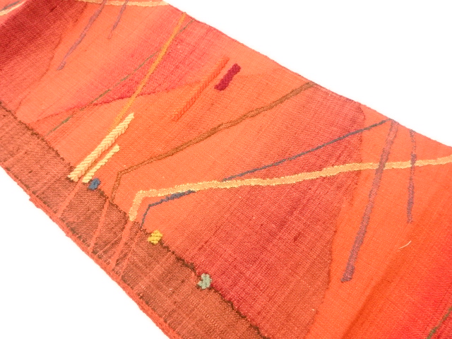 JAPANESE NAGOYA OBI / MAWATA TSUMUGI / WOVEN GEOMETRIC